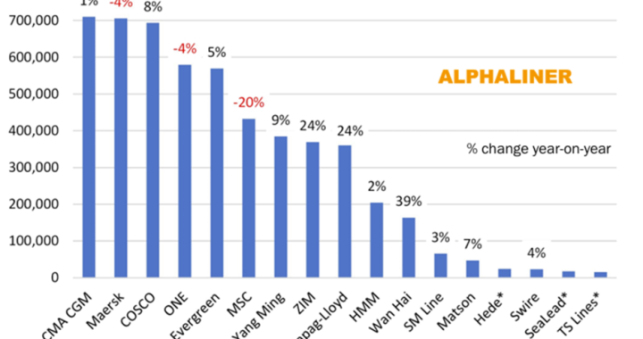 Market share on trans-Pacific routes in November 2024